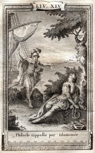 يتذكر فيلوكلي من قبل إيدوميني - نقش عام 1798 بعد مونيه في "Les Aventures de Telemaque، fils d'Ulysse" (مغامرات Telemachus) بقلم Francois de Salignac de La Mothe-Fenelon dit Fenelon - بواسطة المدرسة الفرنسية