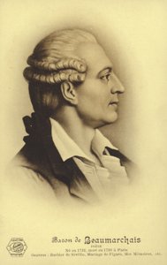بيير بومارشيه (1732-1799)، كاتب مسرحي فرنسي (ليثو) بواسطة المدرسة الفرنسية