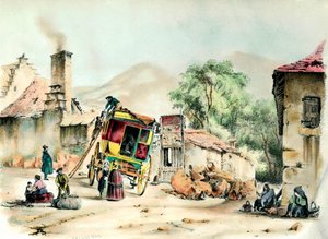 اجتهاد بييرافيت وصول الاجتهاد الذي يربط بييرافيت بباريس. نقش من مجموعة خاصة عام 1836 بواسطة المدرسة الفرنسية