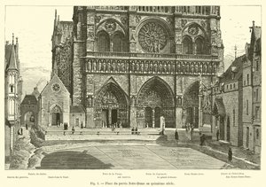 مكان du parvis Notre-Dame في القرن الخامس عشر بواسطة المدرسة الفرنسية