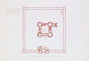 مخطط للطابق الأول من Donjon في Vincennes ، 1810 (قلم وحبر على ورق) بواسطة المدرسة الفرنسية