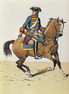 ضابط شرطة c.1750 مثبت على حصان ، القرن التاسع عشر (نقش الألوان)