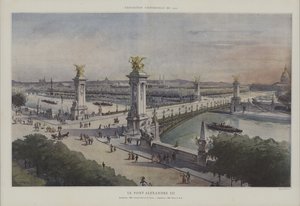 جسر الإسكندر الثالث ، المعرض العالمي 1900 ، باريس (ليثو ملون) بواسطة المدرسة الفرنسية