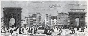 Porte Saint-Denis and rue Faubourg Saint Denis - Porte Saint Martin and rue Faubourg Saint-Martin Engraving in "" Tableau-de-Paris "" لإدموند تيكسييه (1815-1887) بواسطة المدرسة الفرنسية