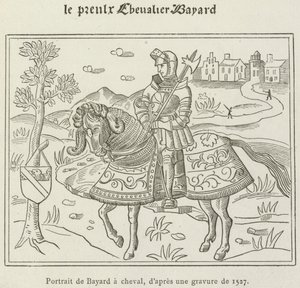 صورة، بسبب، Bayard، على ظهور الخيل، (engraving) بواسطة المدرسة الفرنسية