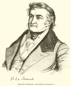 Portrait de Sismondi, et fac-simile de sa signature (engraving) بواسطة المدرسة الفرنسية