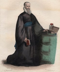 صورة أمبرواز باري (1509-1590) ، جراح فرنسي. رسم إيضاحي من "" Le Plutarque Français "لـ Edmond Mennechet بواسطة المدرسة الفرنسية