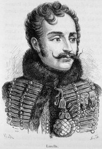 صورة أنطوان تشارلز لويس ، كونت لاسال ، الجنرال الفرنسي (1777 - 1809) ، الذي قُتل في معركة واغرام - في فيلم "L
