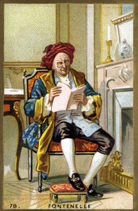 صورة برنار لو بوييه (لو بوفير) بواسطة فونتينيل (1657-1757). الطباعة الحجرية الملونة في أواخر القرن التاسع عشر. بواسطة المدرسة الفرنسية