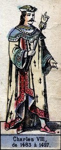 صورة لتشارلز الثامن ملك فرنسا أو تشارلز الثامن الشقيق (1470-1498) (سلالة الكابيتيين). التوضيح أواخر القرن التاسع عشر. بواسطة المدرسة الفرنسية
