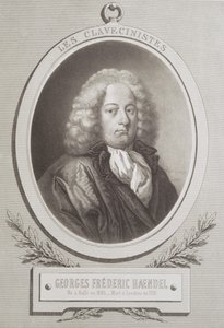صورة لجورج فريدريك هاندل (1685-1759) في واجهة صورة لموسيقى بواسطة المدرسة الفرنسية