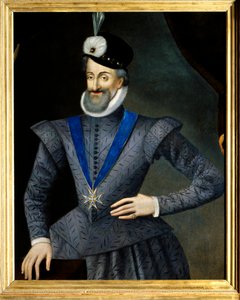 صورة لهنري الرابع (1553-1610) ملك فرنسا. لديه قلادة شارة وسام الروح القدس (وسام الروح القدس). لوحة فرنسية مجهولة من القرن السابع عشر. زيت على قماش. خافت: 0،95x1،13 م. ذكر إلزامي: سولي سور لوي بواسطة المدرسة الفرنسية