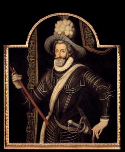 صورة لهنري الرابع باللون الأبيض كيراس والعمود ، ملك فرنسا ونافار (1553-1610) لوحة مجهولة المصدر للمدرسة الفرنسية في القرن السادس عشر. خافت. 1،15x0،99 م. بواسطة المدرسة الفرنسية