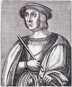 بورتريه لجاك الثاني دي شابان (لا باليس) (1470-1525) نقش من "لويس الثاني عشر وآن دي بريتاني" لبول لاكروا، تحرير جورج هورتريل بواسطة المدرسة الفرنسية