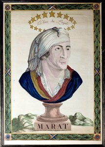 صورة جان بول مارات ، الطبيب والصحفي والسياسي الفرنسي (1743-1793) ، صديق الشعب. حفر بالماء القوي وإزميل من القرن الثامن عشر. باريس ، متحف كارنافاليت. بواسطة المدرسة الفرنسية