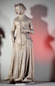 صورة لجين دو بولوني ، زوجة دوق بيري (1340-1416) ، نحت عام 1385 من قصر العدل في بواتييه. باريس ، متحف الآثار الإنجليزية بواسطة المدرسة الفرنسية