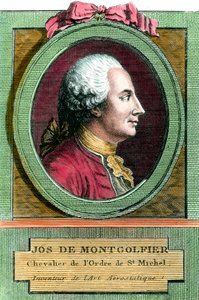صورة لجوزيف دي مونتغولفييه (1740 - 1810) مخترع منطاد الهواء الساخن. نقش القرن الثامن عشر. مجموعة خاصة. بواسطة المدرسة الفرنسية