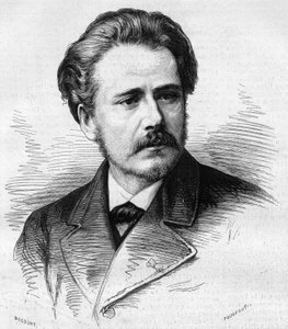 صورة لجول ماسينيت (1842-1912) ، الملحن الفرنسي. نقش في "" Le Monde Illustré "" رقم 1047 بتاريخ 5 مايو 1877. بواسطة المدرسة الفرنسية