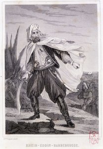Portrait of Kheir - Eddin - Barberousse, Turkish pirate of the 16th century - in “” Histoire des pirates et corsaires de l