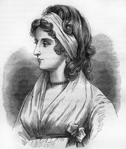 صورة لليدي هاميلتون (إيما ليونز) (1765-1815) عشيقة هوراشيو نيلسون ديت الأدميرال نيلسون (1758-1805). نقش في "تاريخ الدعارة والفجور بين جميع شعوب العالم من العصور القديمة وحتى يومنا هذا" للدكتور ث. -F. ديبريه بواسطة المدرسة الفرنسية