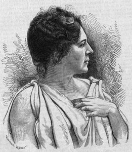 صورة مدام أجار (ماري ليونيد شارفين ، ديت) (1836-1891) ، كوميدي فرنسي. نقش في "صحيفة صنداي جازيت" بتاريخ ٢١ نوفمبر ١٨٩٥. بواسطة المدرسة الفرنسية