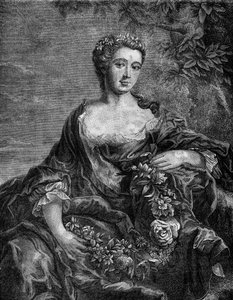 صورة مدام دي شاتورو ، ماري آن دي ميللي نيسل (1717-1744) ، المفضلة للملك لويس الخامس عشر. نقش في "تاريخ الدعارة والفجور بين جميع شعوب العالم من العصور القديمة وحتى يومنا هذا" للدكتور ث. -F. ديبريه. 1879. بواسطة المدرسة الفرنسية