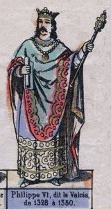صورة لفيليب السادس ملك فرنسا ، المعروف باسم فيليب دي فالوا (1294-1350) (سلالة الكابيتيون). التوضيح أواخر القرن التاسع عشر. بواسطة المدرسة الفرنسية