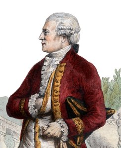 صورة لبيير أوجوستين كارون دي بومارشيه (1732-1799) ، صانع ساعات ومخترع وموسيقي ودبلوماسي وكاتب فرنسي. بواسطة المدرسة الفرنسية