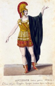 بورتريه بروسبر ديريفيس (1808-1880) في دور أنتيجون في المأساة الغنائية "أوليمبيا" بقلم غاسبار سبونتيني (1774 - 1851) الملحن الإيطالي. بواسطة المدرسة الفرنسية