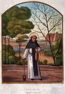 Portrait of Saint Fiacre (hermitage near Meaux), patron of the gardeners work 19th century. بواسطة المدرسة الفرنسية