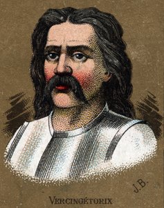 صورة لفرسن جتريكس (72-46 قبل الميلاد) ، ملك الغال. الطباعة الحجرية الملونة حوالي عام 1890. بواسطة المدرسة الفرنسية