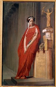 تجسد صورة الفنانة الكوميدية إليزابيث فيليكس التي تُدعى مادموزيل راشيل (1821-1858) المأساة اللوحة de l
