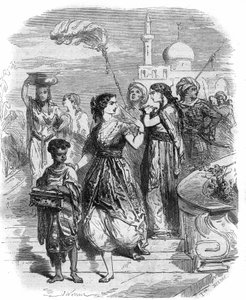 صورة للإمبراطورة البيزنطية زوي لا بورفيروجينيتي (978-1050) نقش في "Histoire des Papes-King-Queen-and-Empereurs à travers les years" بقلم موريس لاكاتر بواسطة المدرسة الفرنسية