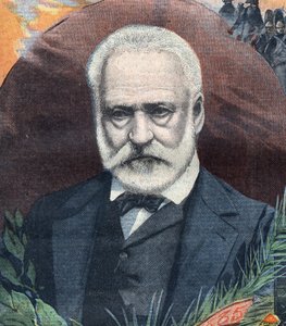 صورة للكاتب الفرنسي فيكتور هوغو (1802-1885). نقش في "Le Petit Parisien" " بواسطة المدرسة الفرنسية