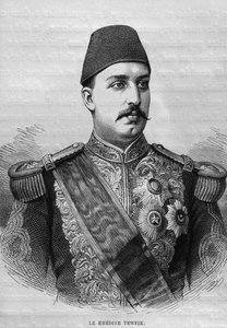 صورة للخديوي توفيق (1819-1892) ، من مصر لجورج موريتز إيبرس (1837-1898) ، 1881 (النقش بالوزن الحيوي) بواسطة المدرسة الفرنسية