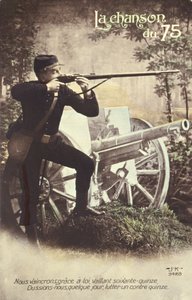 بطاقة بريدية تصور أغنية 75 ، 1914-1918 بواسطة المدرسة الفرنسية