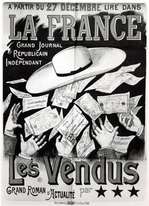 ملصق إعلان رواية Les Vendus تتعامل مع قضية بنما ، ج. 1892-95