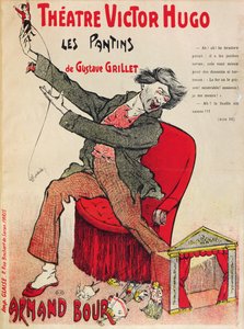 ملصق لـ Les Pantins بواسطة Gustave Grillet في مسرح Victor Hugo ، أواخر القرن التاسع عشر