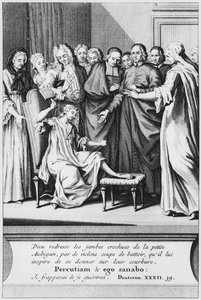 ممارسة المساعدة والشفاء المعجزي لأوبيجان ، التوضيح من La verite des miracles de M. de Paris ... بقلم لويس باسيل كاريه دي مونتجيرون (1686-1754) 1737 بواسطة المدرسة الفرنسية