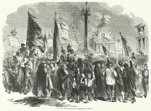 إعلان الجمهورية الرومانية ، إيطاليا ، 9 فبراير 1849 بواسطة المدرسة الفرنسية