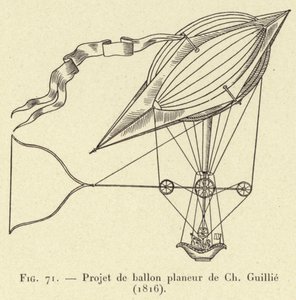 Projet de ballon planeur de Ch Guillie (1816) (engraving) بواسطة المدرسة الفرنسية