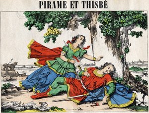 Pyramus (Pirame) و Thisbe ، حكاية Ovid في "" التحولات ". بواسطة المدرسة الفرنسية