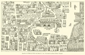 Quartier de lHotel de Ville sous Henri II، 1550، Facsimile du Plan by Olivier Truchet بواسطة المدرسة الفرنسية