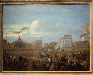 الملكة فيكتوريا (1819-1901) عند وصولها إلى محطة Gare de l'Est بواسطة المدرسة الفرنسية