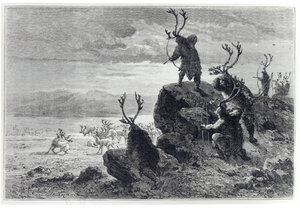 صيد الرنة في العصر الحجري ، صورة توضيحية من LHomme Primitif ، بقلم لويس فيغير (1819-1894) نشرها Hachette ، 1870 بواسطة المدرسة الفرنسية