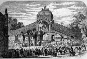 احتفال ديني - 15 أغسطس 1858: قداس الافتتاح سيليبري عند مذبح بيليرين للقديسة آن دوراي (موربيهان ، 56) ، في حضور نابليون الثالث (1808-1873) و Impress Eugenie (1826-1920) - نقش في "Th بواسطة المدرسة الفرنسية