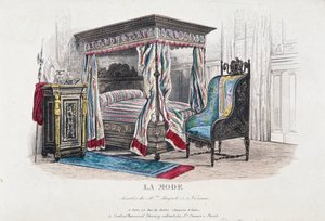 تم تنقيح التصميم الداخلي لعصر النهضة وتفسيره في ذوق عصر نابليون الثالث ، ونقش من مجلة La Mode (Fashion) ، فرنسا بواسطة المدرسة الفرنسية
