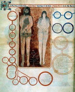 تمثل الرصائع الحمراء التي تمثل آدم وحواء خط قايين ، الذي دمره الطوفان المصغر الذي يوضح تعليقات "نهاية العالم بحسب القديس يوحنا" التي كتبها الراهب بيتوس دي ليبانا عام 775 بواسطة المدرسة الفرنسية