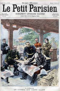 Revolt des Boxers: Un conseil des chefs allied (الفرنسية والروسية والأمريكية والإنجليزية واليابانية) (ALLIED COUNCIL OF WAR) - في "Le Petit Parisien" بواسطة المدرسة الفرنسية