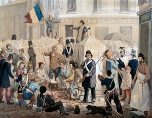 ثورة 1848: حاجز في شارع Coquenard (25 فبراير بواسطة المدرسة الفرنسية